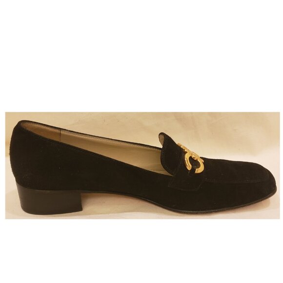 Salvatore Ferragamo Black Leather/Suede Heeled Pumps Size-8.5 AAAA Made in Italy - Picture 7 of 9